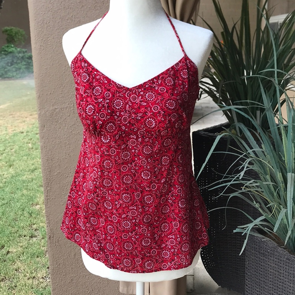 Cute LOFT Red Bandana Patterned Halter Top Size 6P